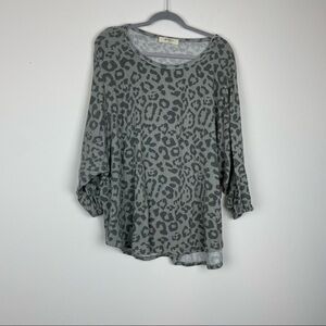 A Beautiful Soul Gray Leopard Print Balloon Sleeve Top